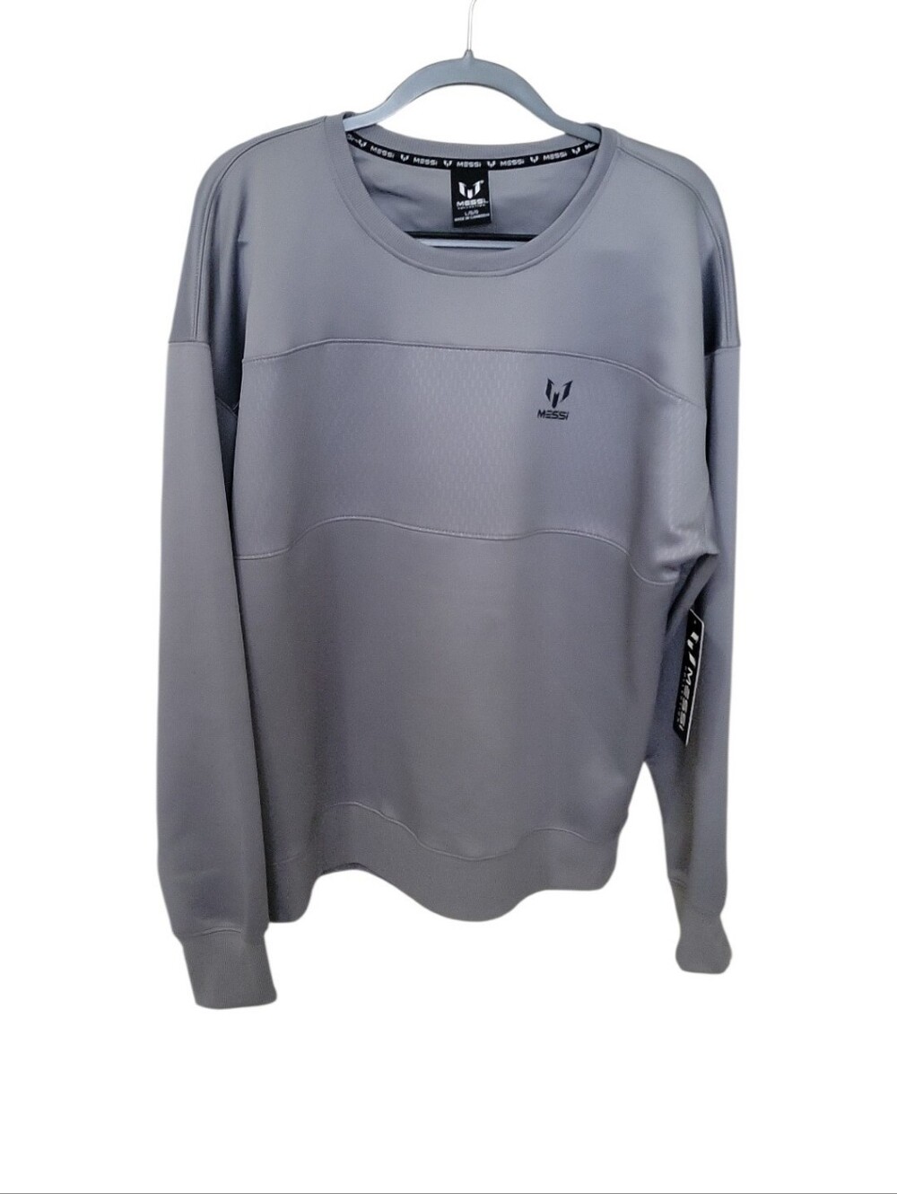 Messi Collection Men’s Crewneck Sweater in Light Gray- Large